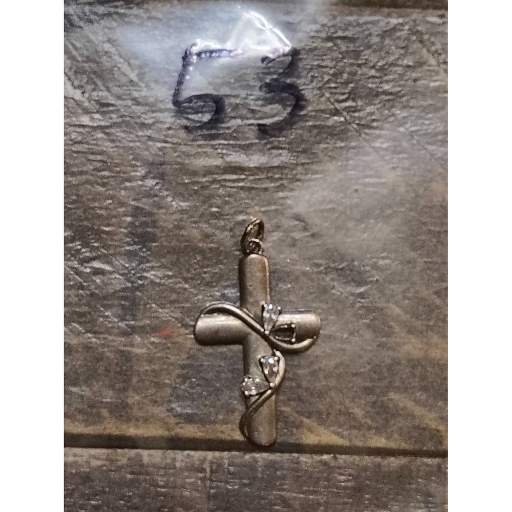 925 Sterling Silver Faith Hope Love Cross Pendant Vine CZ Floral Charm